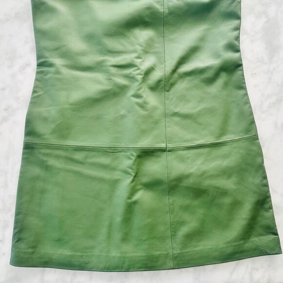 Bod & Christensen Destiny Leather Shift Dress Matte Green NEW Size Medium - Picture 8 of 10